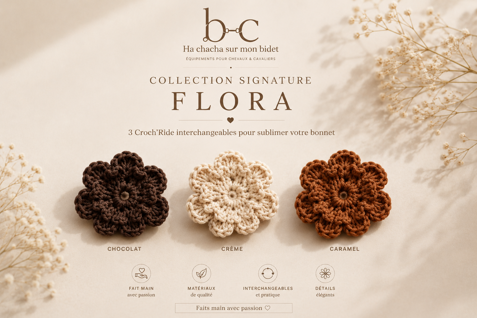 Collection Signature Flora – Lot de 3 Croch'Ride interchangeables