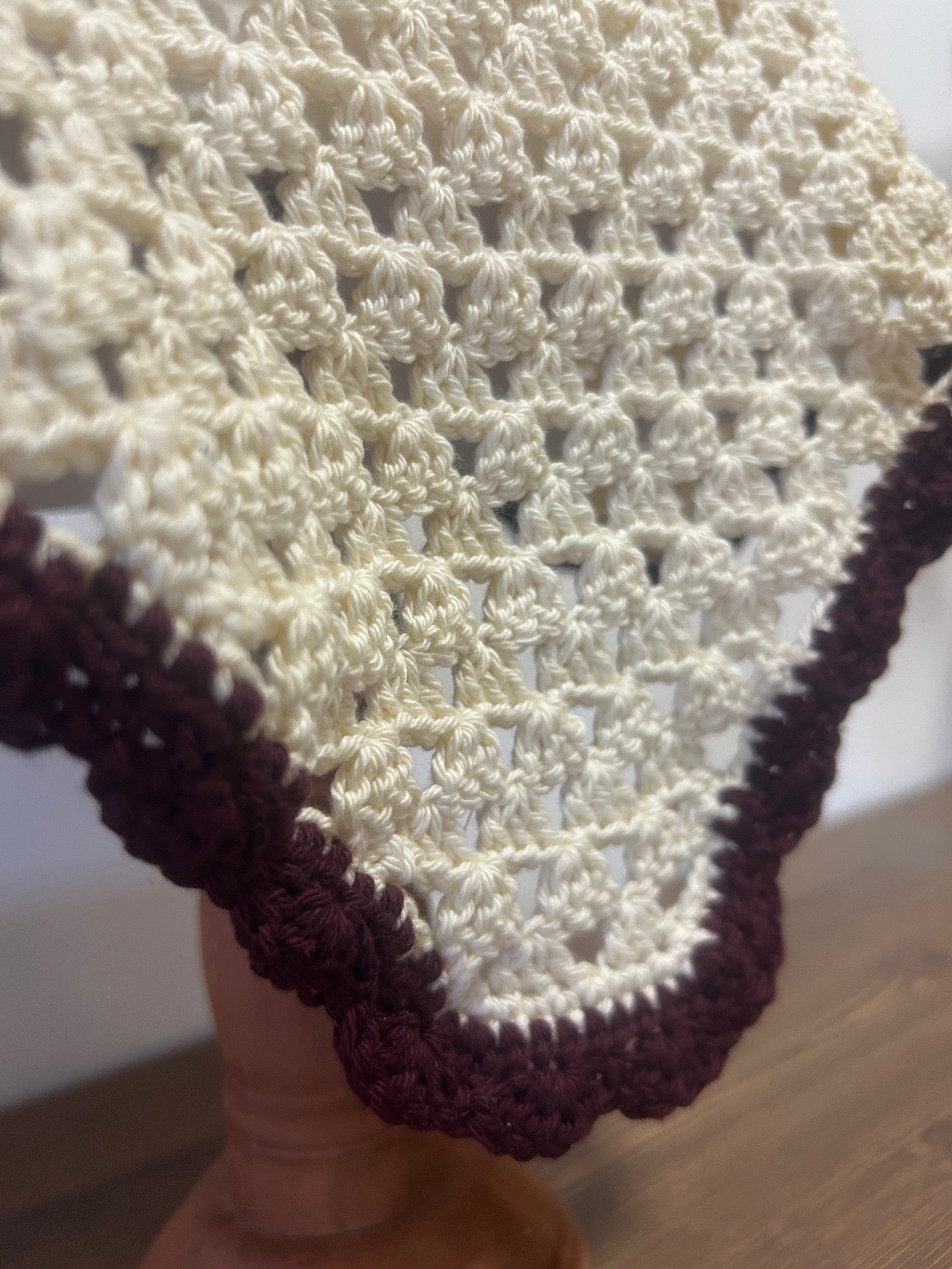 Bonnet "Victoria" - Couleur Ecru et Aubergine - Taille Cheval